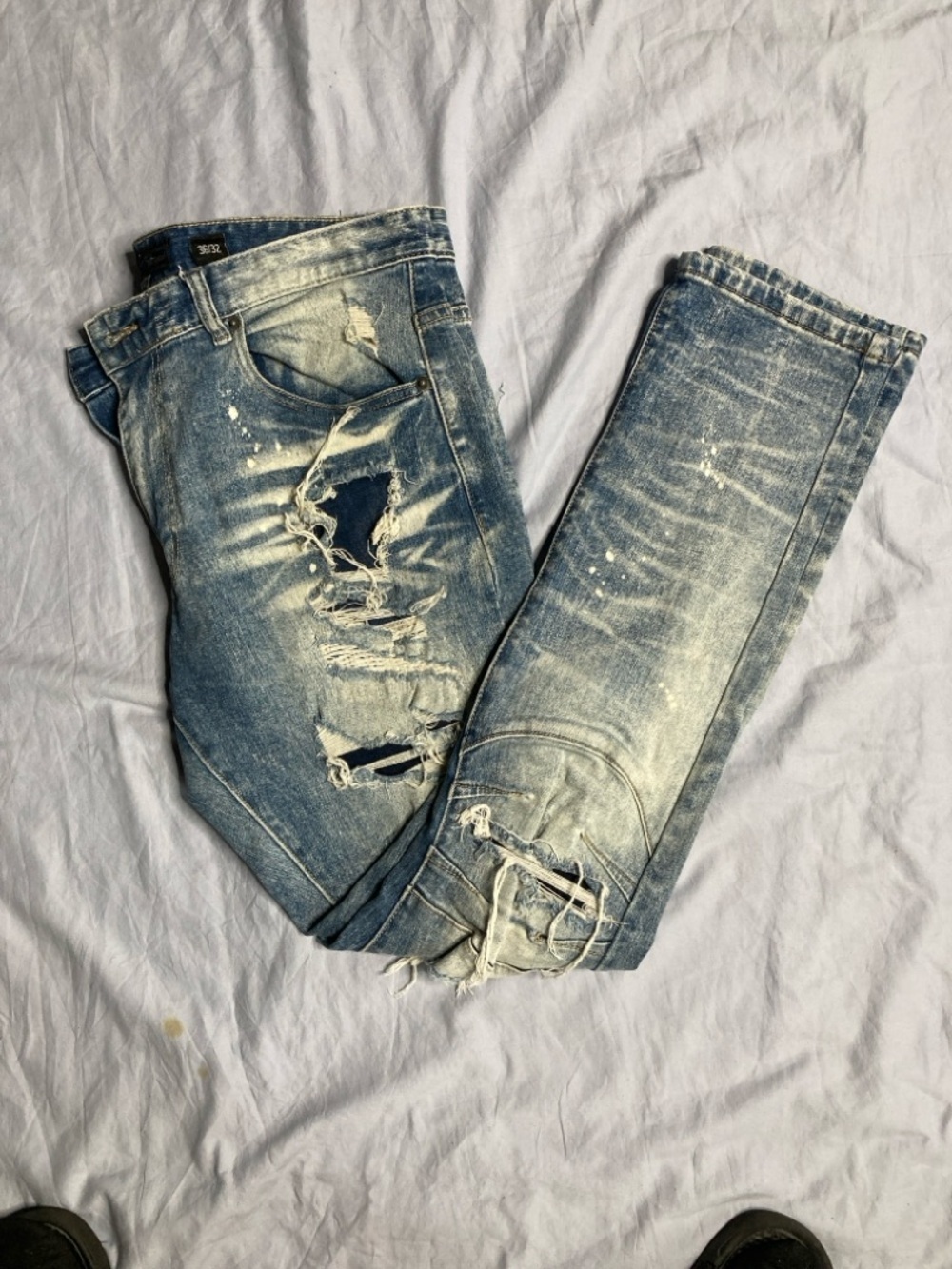 Decibel Slim Fit Distressed Light Blue Skinny Jeans for Men - Picture 3 of 11